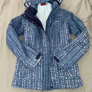 Columbia double lined jacket; lightweight rain jacket; inner fleece jacket sizeS